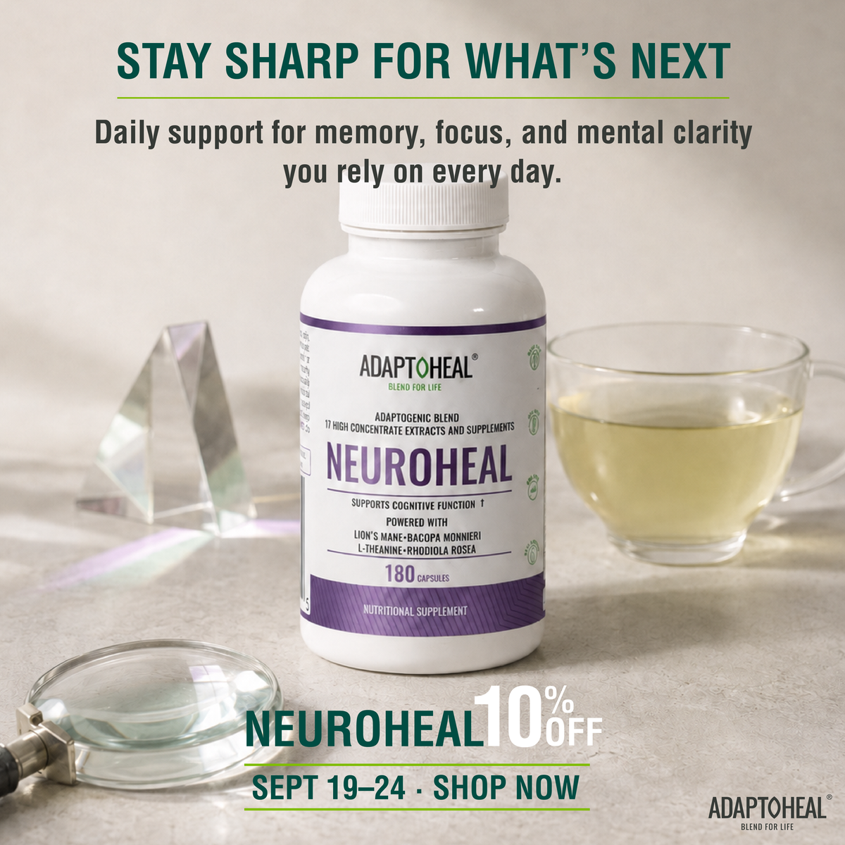 NEUROHEAL - Botanical Blend with Lion's Mane, Bacopa & Ginkgo
